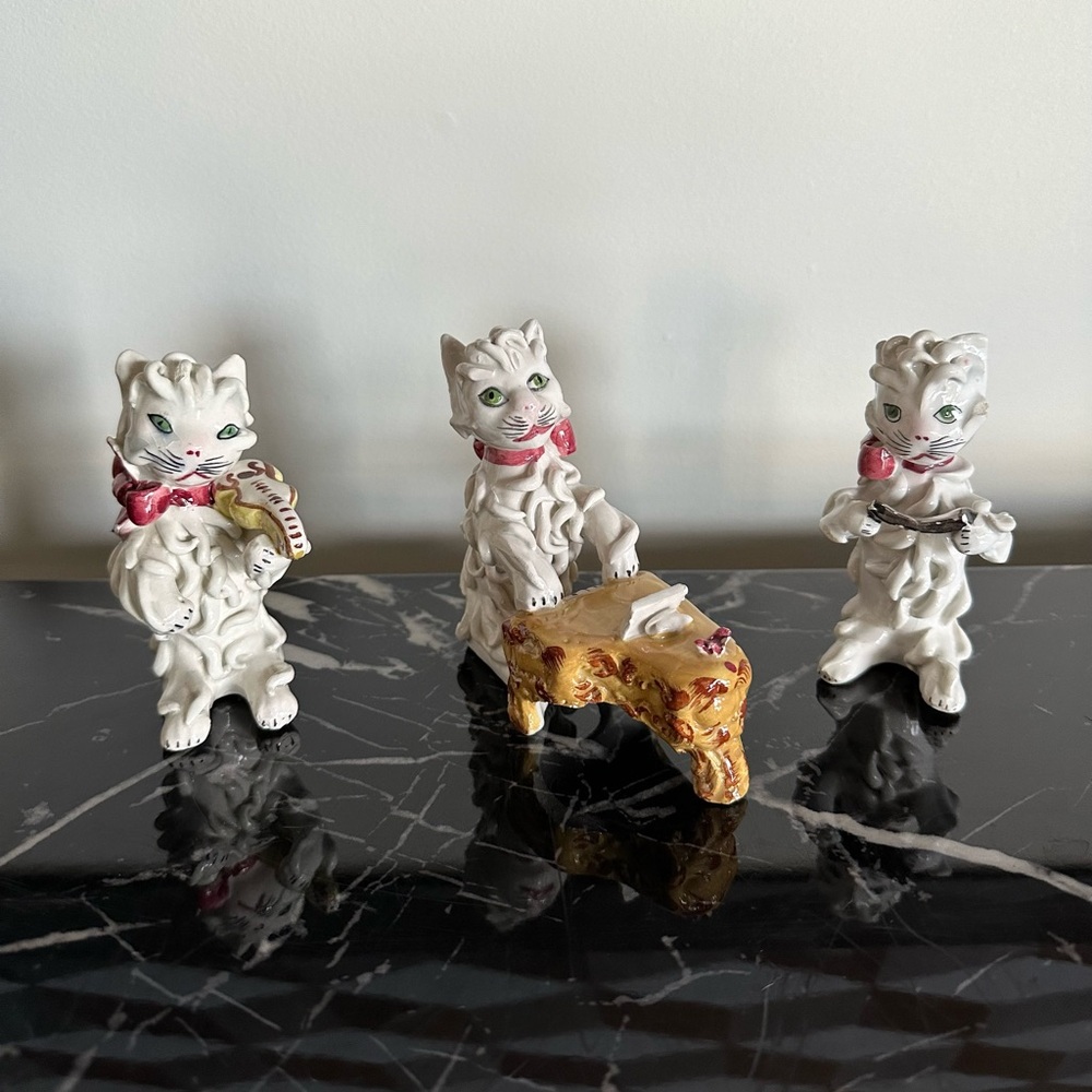Spaghetti Cat Band Made in Italy Kitschy Porcelain Rare Vintage Collectible